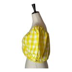Color Me Courtney Shirt Women Small Yellow And White‎ Gingham Cropped Kris Top Photo 6