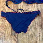 Lands' End  Bikini Swimsuit Blue‎ Red Ruffle size Small Photo 4