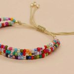 Multi Layers Beaded Braided Bracelet With Colorful Mini Rice Beads Boho Style Multiple Photo 3