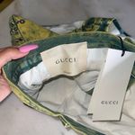 Gucci Washed Studded And Tiger Embroidered Denim Shorts in Green/Yellow Photo 8