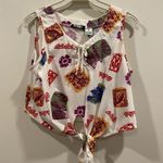 Gitano vintage 80s 90s crop top tie front tank funky geometric graphic medium Multiple Photo 5