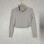 Imbodhi Women’s Turtleneck Top Shirt Longsleeve Cropped Thumbhole in Oatmeal S Photo 2