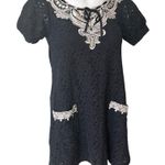 Axes Femme Black Lace Pullover Dress with White Lace Detail, Sz M Size M Photo 4