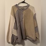 POL  Beige and Gray Textured Zip-Up Sweatshirt. Oversized large Photo 1