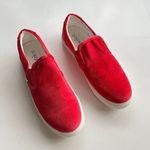 J.Crew  Road Trip Velvet Slip-On Sneakers Women’s Size 10.5 Red‎ Athletic Shoes Photo 1