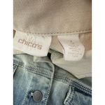 Chico's  Denim Boho Fringe Cowgirl Vest Womens L Button Down 3 Pocket Blue Jacket Photo 1