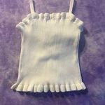 Vestique large White Ruffled Ribbed Knit Cropped Tank Top Photo 2