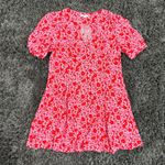 Topshop  V-Neck Mini Tea Dress in Pink and Red Floral, Size 12​​​ Photo 3