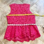 J.Crew  Peplum Barbie Pink Lace Scoop Neck Sleeveless Blouse Tank Size 2 Stretch Photo 3