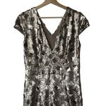 Dress the Population  Lina Cap Sleeve Gold Sequin Gown Maxi Dress Size L Photo 11