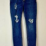 Free People  Women’s Button Fly Distressed Raw Skinny Jeans Blue Size 28 EUC Photo 0