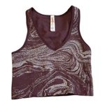 Athleta  Aurora Seamless Shine Tank Burgundy Swirl Print V-Neck Crop Top XS Photo 2
