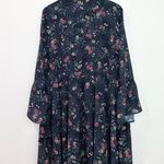 Eloquii Tie Neck Flare Sleeve Dress Blue Floral NWT size 24 Photo 2