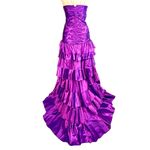 Deb Strapless Purple Jewel Hi Low Ball Gown Ruched Ruffles Size 5/6 Formal Dress Photo 5