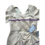 JS Collection Ashley Draped Column Gown Champagne Beaded Formal Dress Sz 12 NWT Gold Photo 14