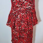 Madam X Red Lace One Shoulder Dress with Peplum NWT Size 6 Lace Cocktail Dress Photo 5