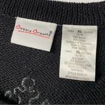 Vintage Bobbie Brooks Sweater XL Black Snowflake Embroidered Beaded Ramie Blend Photo 1