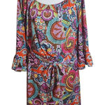 Dress Barn Colorful Paisley Off-the-Shoulder Dress Size Large Wedding Guest Dress Photo 0