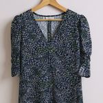 See By Chloe  Floral Puff Sleeve Shift Mini Dress Blue Green Size 34‎ or XS Photo 3