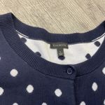 Talbots Women's Cardigan Sweater L Navy Blue White Polka Dot Photo 3