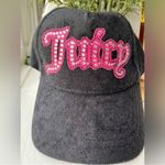 Juicy Couture Black Velour Terry Hat | Pink Rhinestone “Juicy” Logo Cap | NWT Photo 1