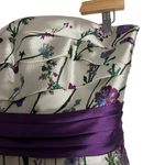 Marchesa Notte Mikado Satin Strapless Ivory Floral Sash Cocktail Dress Size 8 White Photo 7