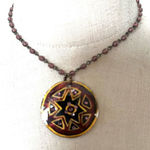 NW Signed Star Enamel abalone Pendant Necklace Maroon Rhinestones Purple Photo 0