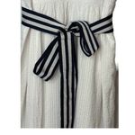 Vineyard Vines White Ruffle V Neck Midi Dress Striped Belt Women Size Medium Photo 6