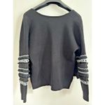 THML  Cardigan Womens Size Small‎ Blue White Ruffle Fringe Boho Southwestern Photo 1