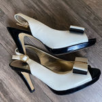 Anne Klein Women’s Black & Cream Slingback Heels Size 6.5 Photo 2
