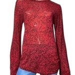 Jean Colonna Size S Black Red Printed Long Sleeve Lightweight Cashmere Sweater Photo 2