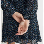 Madewell  Crinkle Georgette Mini Dress in Floral Blue Black Women's Size M Photo 3
