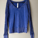 Lorna Jane sz S blue boho knit sleeve sweatshirt Photo 0