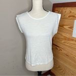 frame denim Frame White 100% Linen Short Cuffed Cap Sleeve Tee T-Shirt Top Extra Small Photo 1