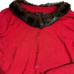 SILX By August Silk Red Fur Lined Cardigan Top Size Medium Photo 4