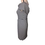 Hutch Off Shoulder Dress Size S Blue White Striped Knit Asymmetrical Nautical Photo 5