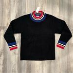 Sugar Lips NWT  Black Mock Neck Long Sleeve Sweater Color Stripe Accent Top Size S Photo 0