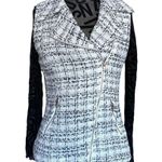 Tinley Road Retro Glam Business Professional Zip Black White Plaid Tweed Vest Size XS Photo 1