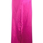 Womens Neon Pink Satin Silk High Slit Midi A Photo 1