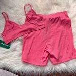 SheIn  Pink Ribbed Bralette and Shorts Set Photo 4
