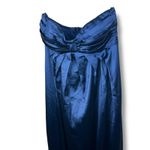 Lulus NWT Memorable Entrance Dark Blue Strapless Satin Pleated Maxi Gown Dress Size L Photo 4