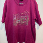 Northern Reflections  Vintage Burgundy Nature Graphic Print 90s T-Shirt Size M/L‎ Photo 0