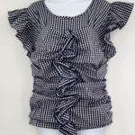 Chelsea28 🔵 SALE 3/$25 CHELSEA 28 GINGHAM RUCHED BLUE WHITE TOP XS Photo 2