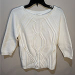 ESCADA Vintage Womens Germany White Cable Knit Sweater Metallic Size 40 S/M Photo 0