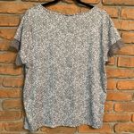 Tahari  Floral Lace Sleeve Top Womens XL Gray White Short Sleeve Blouse‎ T-Shirt Photo 3