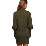 Lulus NWT  Fresh Perspective Olive Green Cableknit Sweater Mini Dress Photo 2