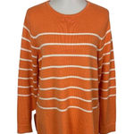 J Jill Striped Knit Sweater Pullover Orange White Lightweight‎ Casual Comfy M Size M Photo 0