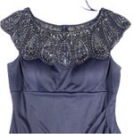 XScape  Beaded Formal Event Dress 12 Evening Gown Elegant Sequin Ruched Sexy Blue Photo 4