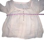 Mudd  BLUSH PINK LACE DETAIL 1/2 BUTTON FRONT LIGHTWEIGHT‎ LONG SLEEVE BLOUSE XS Photo 2