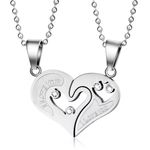 Romantic Cute I LOVE YOU Heart Pendant Necklace Silver Photo 3